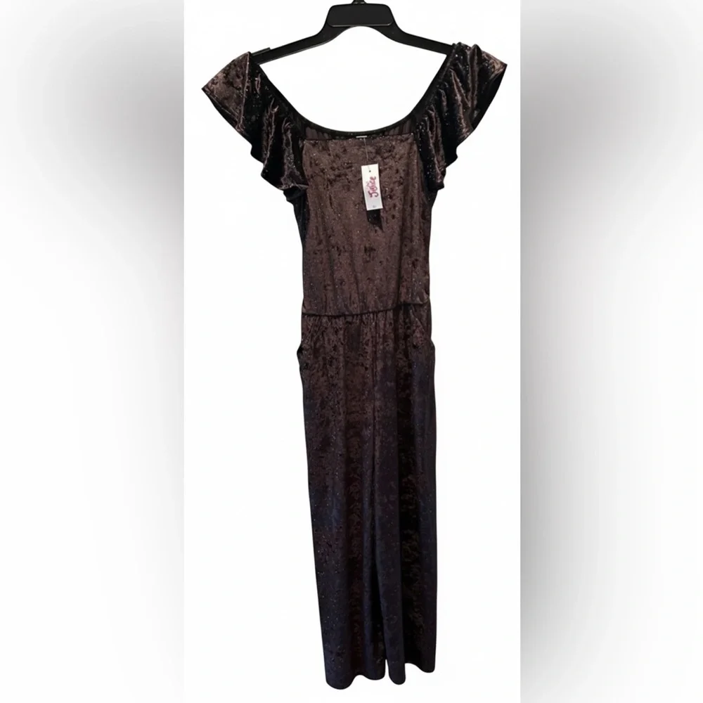 Justice Girls Sparkling Crushed Velvet Jumpsuit NWT Size 12